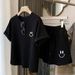 Smiley Face Casual Sportswear Set For Women Summer Loose Fit Two Piece Stylish And Youthful_ecoleips.com