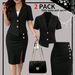 Sophisticated Office-To-Evening Blazer And Slit Skirt Set, 3/4 Sleeve Womens Suit For Spring Summer Commute_ecoleips.com