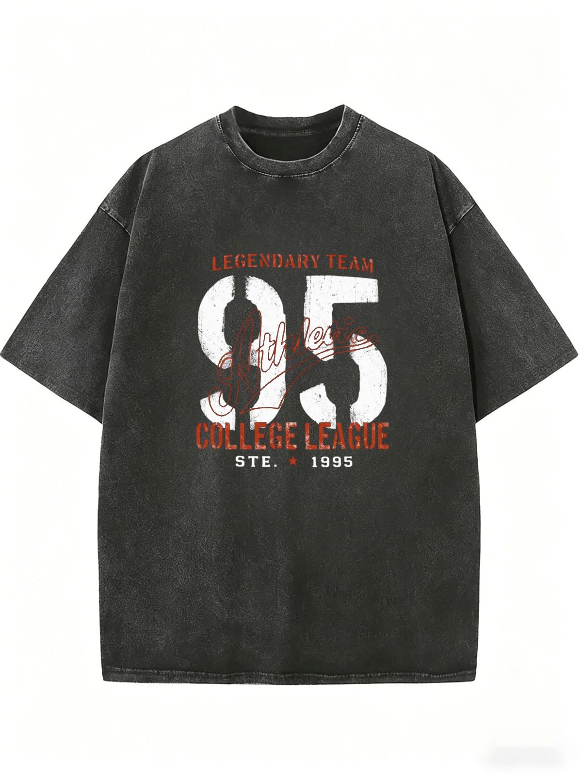Women's Plus Size Crew Neck T-shirt, Retro 95 Number, Loose Short-sleeved Sporty Casual Top_ecoleips.com