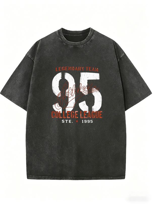 Women's Plus Size Crew Neck T-shirt, Retro 95 Number, Loose Short-sleeved Sporty Casual Top_ecoleips.com
