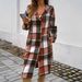 Diyun Foreign Trade Europe And America 2024 Autumn Winter Women's Casual Loose Color-Block Buttoned_ecoleips.com