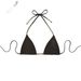 Women's Sexy Solid Color Beaded Halter Neck Bikini Top Triangle Cup New Style Swimwear_ecoleips.com