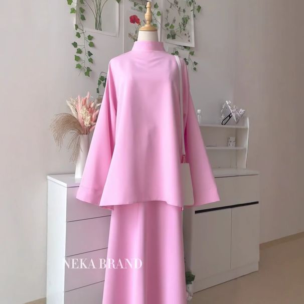 Verve 2025 Autumn Winter Muslim New Lazy Loose Slimming Versatile Fashion Solid Color Top And Skirt Set_ecoleips.com