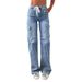 New Straight Jeans For Women Casual Style Lace Up Multi Pocket Functional Overalls In Stock_ecoleips.com