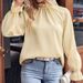 Women's Solid Color Ruffled Collar Loose Fit Chiffon Blouse – French Style Long Sleeve Top For Spring Summer_ecoleips.com