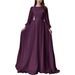 Women Fashion Round Neck Lantern Sleeves Pearlescent Yarn Multiple Colors Wedding Dress Elegant Party Prom Evening Formal Gown Dress_ecoleips.com
