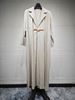 Mq115 Abaya Cardigan Robe Pleated Coat Muslim Arabic Fashion Leather Buttons_ecoleips.com
