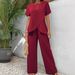 Women's Summer Casual Loose Pullover Set Two Piece Round Neck Short Sleeve Irregular_ecoleips.com