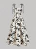 Elegant Floral Print Slimming Waist Slip Dress For Women American Style Retro French Design_ecoleips.com