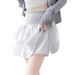 2026 Spring Autumn Women White High Waist Puff Skirt Elegant Ballet Cake Mini Skirt_ecoleips.com