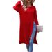 Women's Clothing Women's Loose Long Sleeved Slit Sweater Dress Style Autumn Winter Pullovers For Formal & Casual For Women_ecoleips.com