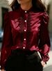 Satin Lace Trim Stand Collar Shirt Top for Women Elegant Fashion England Style Regular Fit Spring/Autumn Summer_ecoleips.com