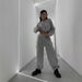 Casual Retro Tooling Suit Women's Autumn And Winter Loose Short T-shirt Trousers Drawstring Sweatpants Two-piece Set_ecoleips.com