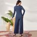 Voya Women's Daily Casual Home Set For Spring And Summer Simple Solid Color Comfortable Pants_ecoleips.com