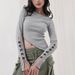 WG006 Bow-tie Sleeve Irregular Short Wom, Sweet And Spicy, Cropped, Slim-fit, Diagonal Collar, Long-sleeve Top For_ecoleips.com