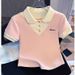 Women's Clothing Slim Fit Polo Collar T-Shirt Short Sleeve Unique Design Summer Top Fits True To Size_ecoleips.com