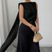 Elegant Sleeveless Blouse for Women with Flowing Ribbon Detail Breathable Polyester Blend Top for Office And Evening Wear_ecoleips.com