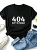 Women Crew Neck Short Sleeve T-Shirt, Glitch 404 Not Found Text Graphic Loose Fit Casual Summer Basic Tee Tops_ecoleips.com