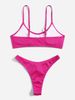 Solid Red Ribbed Scoop Neck Bikini Set Thin Strap High Cut Two Piece Beach Swimsuit_ecoleips.com