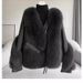 Luxury Sheepskin Motorcycle Jacket – Women's Winter Fox Fur Coat (S-XXL, Cocoa/Off-White/Light Gray/Dark Gray/Deep Khaki)_ecoleips.com