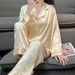 Women's Spring And Long-sleeve Ice Silk Jacquard Thin Pajamas, High-end Feel, Can Be Worn Outside, Popular Online_ecoleips.com