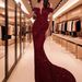 2025Cross border new sequins temperament commuting solid color mid waist one shoulder temperament solid color banquet long skirt evening dress_ecoleips.com