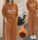 Women's Fleece-Lined Hoodie & Jogger Set - Cozy Winter Outfit With Stylish Letter Print, Casual Two-Piece Loungewear For Fall & Winter_ecoleips.com