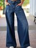 Women's Stretch Wide Leg Jeans - Classic Blue Denim Pants With Functional Pockets | Comfortable & Elegant For Work & Casual_ecoleips.com