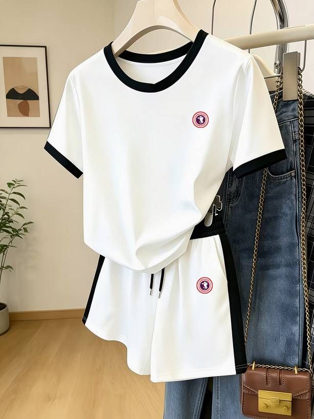 Women's Color Block Print Shorts Set - Summer Casual Two-Piece Outfit-22_ecoleips.com