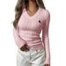 Spring 2027 Fashion European-USA Style Knitwear Pullovers Women V-Neck Twist Embroidery Long Sleeve Casual Sweater_ecoleips.com