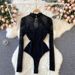 Women's Clothing Women's Slim Fit Embroidered Long Sleeve T-Shirt High End Lace Base Layer Versatile Style Jumpsuit For Fall Winter_ecoleips.com