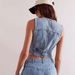 K Women's Short Denim Top, Women's Waist Cinched, Sexy Deep V-neck Vest, Outerwear Vest_ecoleips.com