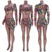 L5225 Sexy Women's Outfit Crop Top Long Sleeve Irregular Drawstring Mini Skirt Three-Piece Set_ecoleips.com