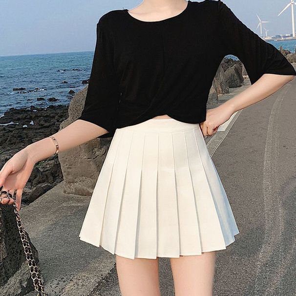 ng2510292 New Women, Spring/summer JK Short With Lining For Petite Figures, Slimming High-waisted Pleated Skirt_ecoleips.com