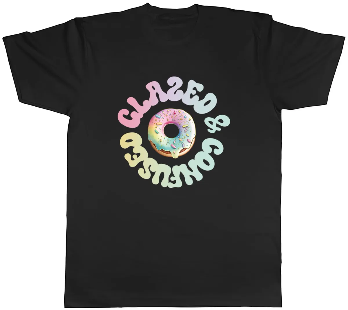 Women's T-Shirts Funny Donuts Mens T-Shirt Glazed And Confused Unisex Tee Gift_ecoleips.com