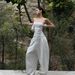 European And American Style 2025 New Splicing Sequined Tube Top White Sleeveless Slim-fitting Design Sense One-word Collar Sexy Summer Woman_ecoleips.com