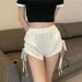 Women's High-Waisted Drawstring Athletic Pants Black Casual Thin Style Polyester Spring/Autumn Wear_ecoleips.com