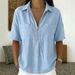 Summer Women's Loose Fit Short Sleeve T-Shirt V Neck Zipper Solid Color American Style Independent Website New Arrivals_ecoleips.com