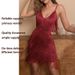 Summer Low-Cut V-Neck Strap Tassel Foreign Trade Hot-Selling Design Sense Niche Sexy Hot Girl Short Dress_ecoleips.com