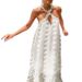 Women Solid Color Fashion 3D Flower Floor Length Tiered Cake Dress Casual Party Evening Long Maxi Dress_ecoleips.com