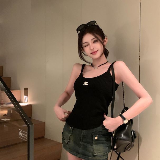 Fashionable New Camisole Women, Slim-fit, Short, Sleeveless, Suitable For Outerwear, Slimming, Stylish, Versatile Knit_ecoleips.com
