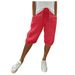 2025s Solid Color Cotton Linen Pocket Elastic Waist Five-Point Women's Casual Summer Shorts_ecoleips.com
