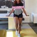 Women's Color-Block Crew Neck Two-Piece Set Short-Sleeve T-Shirt & Shorts Summer Sportswear European American Style_ecoleips.com