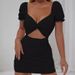 Women's Sexy Pleated Hollow Out Puff Sleeve Bodycon Dress Casual Elegant Fashion American Style Thin Summer Dress_ecoleips.com