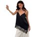 V-Neck Asymmetrical Lace Trim Sleeveless Top - Relaxed Fit Camisole For Women, Breathable Daily Wear Blouse_ecoleips.com