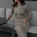 Women's Short Sleeve Lapel Ribbed Knit Button Front Bodycon Midi Dress – Spring Summer Casual Gown 2026_ecoleips.com