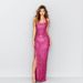 Verve Women's Split Sleeveless Sexy Halter Neck Backless Sequin Gown Dress_ecoleips.com