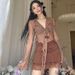 Spicy Girl Long T-Shirt For Women New Style V-Neck Sheer Tie-Up Crop Slim Fit Cardigan Flare Sleeve Short Top_ecoleips.com