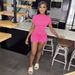 Women's Clothing Summer Two Piece Set Solid Color T-Shirt And Strap Shorts American Style_ecoleips.com