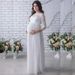 Lace Splicing Chiffon Long Dress for Pregnant Women European And American Style Sexy Hot Selling Maternity Wear_ecoleips.com